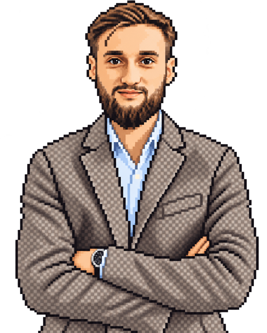 8-bit pixel portrait of Mateusz Ojdowski